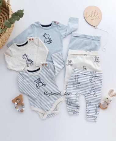 baby-boy-3-long-sleeved-bodysuits-3matching-pants-big-0